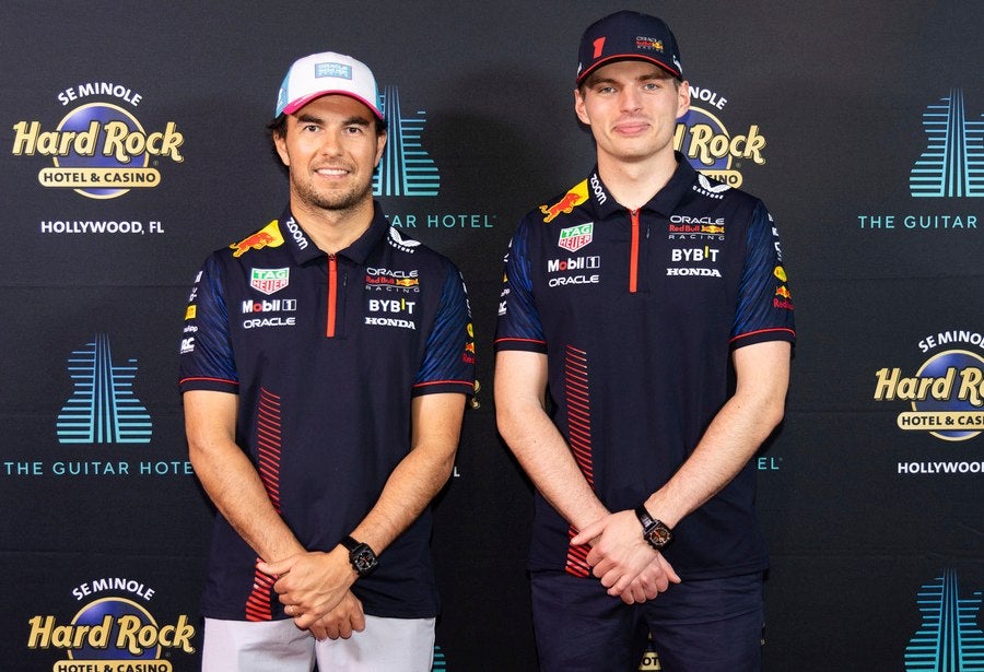 Checo Perez y Max Verstappen previo al GP de Miami