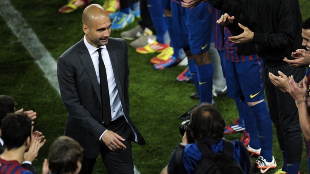 Pep en su despedida del Barça