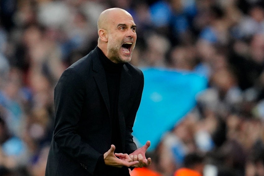 Pep Guardiola en el juego ante Real Madrid