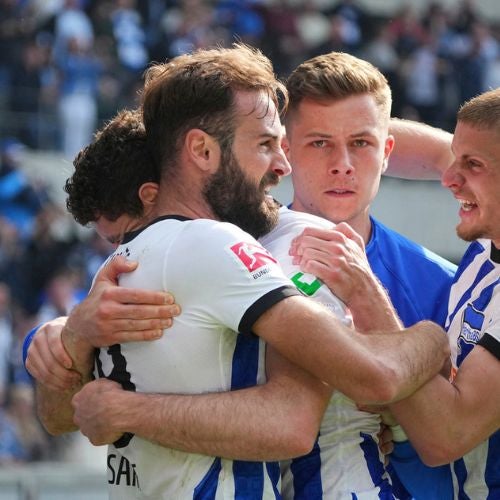 Jugadores del Hertha Belín festejando un gol ante Bochum