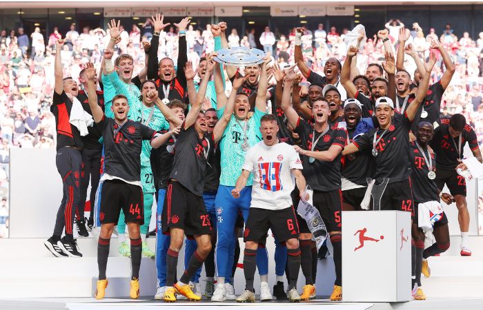 Jugadores del Bayern celebrando el título de Bundesliga