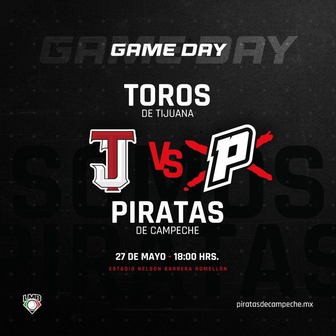 Listo el Juego 2 de la serie entre Toros de Tijuana y Piratas de Campeche