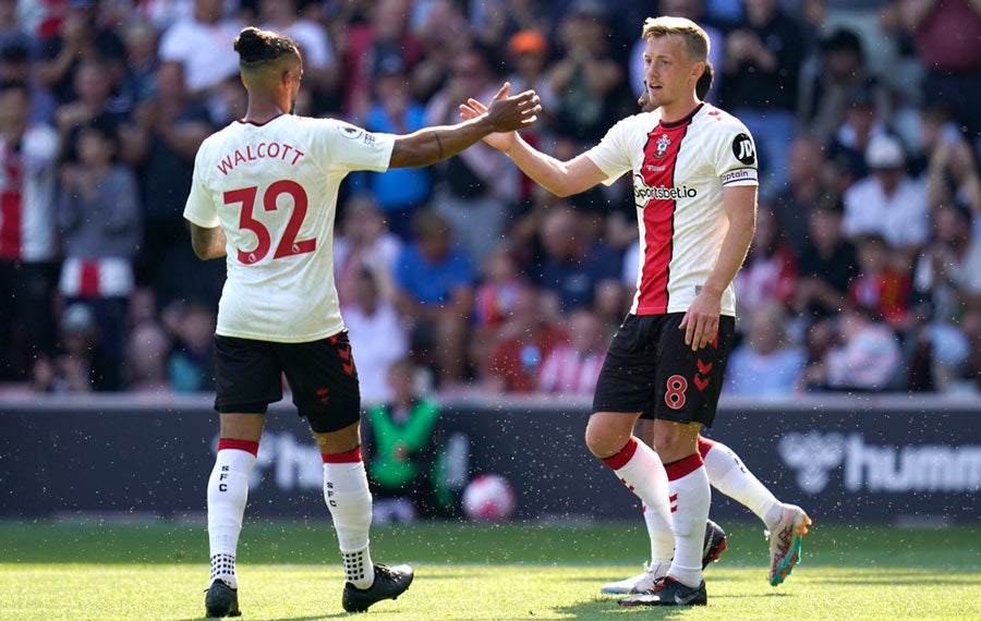 James Ward-Prowse celebra anotación con Theo Walcott 