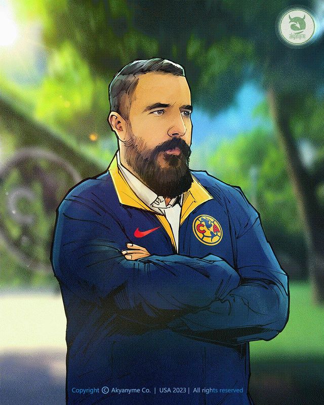 Boceto de Álvaro Morales como entrenador de América