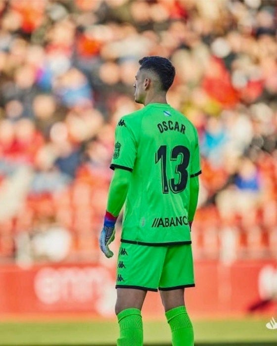 Óscar Whalley durante un partido con el Deportivo Lugo 