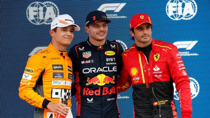 Lando Norris, Max Verstappen y Carlos Sainz