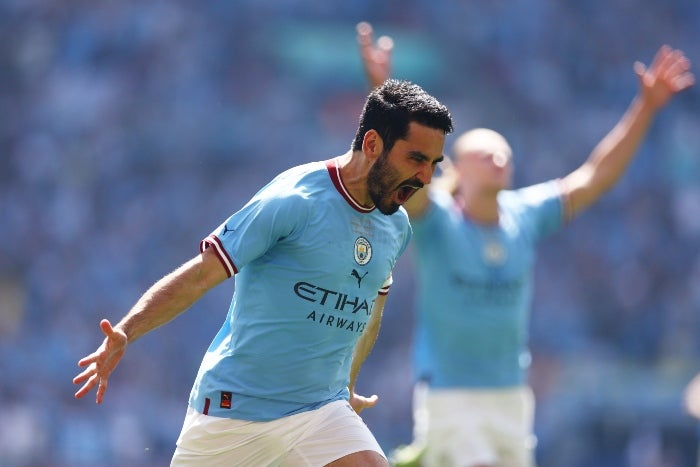 Gundogan celebra su primer gol del partido