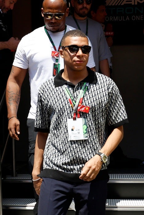 Mbappé llegando al Gran Premio de España 2023