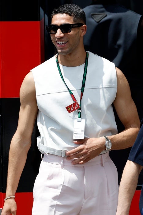 Achraf Hakimi llegando al Gran Premio de España 2023