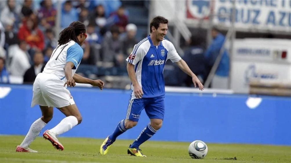 Messi jugó en el Estadio Azul durante un partido amistoso en 2011