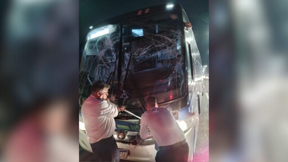 Autobús de Racing Club después de chocar