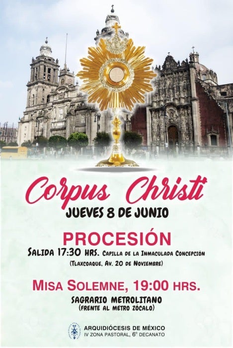 Este jueves 8 de junio es el Día de Corpus Christi 