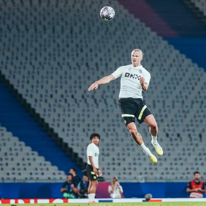 Haaland en entrenamiento previo a la final de Champions