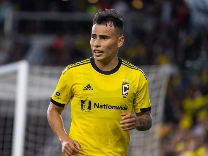 Lucas Zelarayán festeja un gol con el Columbus Crew