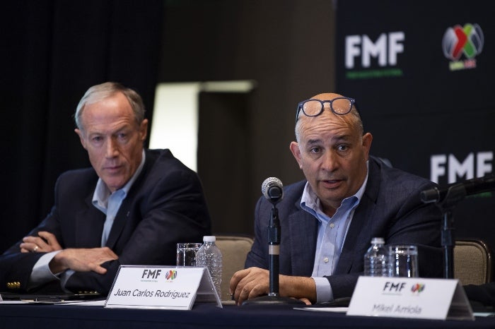 Sisniega y Rodríguez durante su presentación como nuevos directivos de la FMF