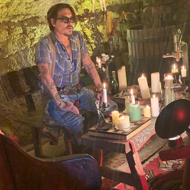 Johnny Depp durante una filmación