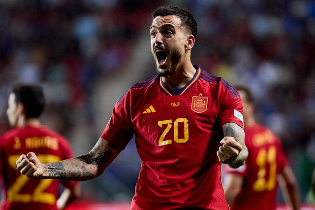 Joselu celebrando su gol en la Nations League