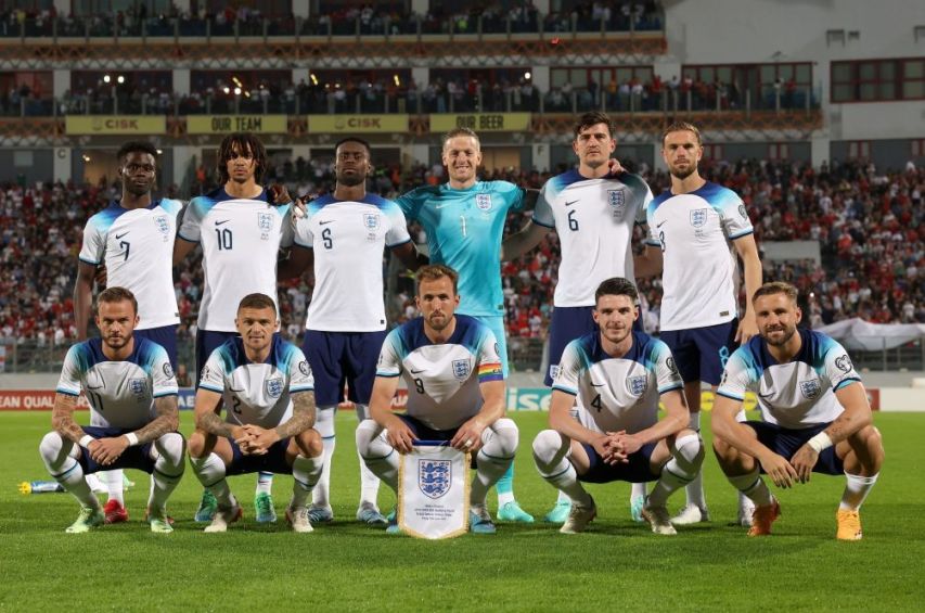 Selección de Inglaterra previo al juego contra Malta