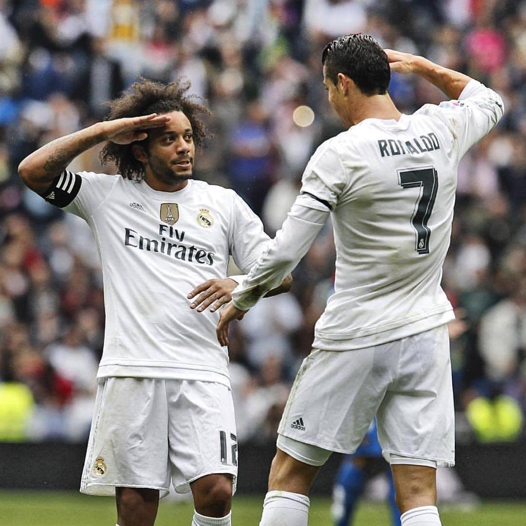 Marcelo y Cristiano Ronaldo con Real Madrid