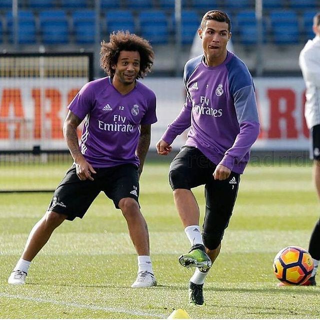 Marcelo y Cristiano Ronaldo con Real Madrid