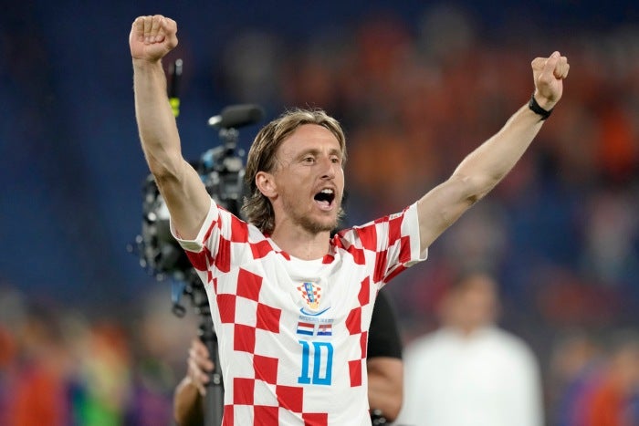 Luka Modric celebra un gol con Croacia 