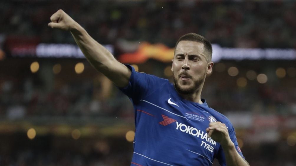 Hazard celebrando gol con el Chelsea