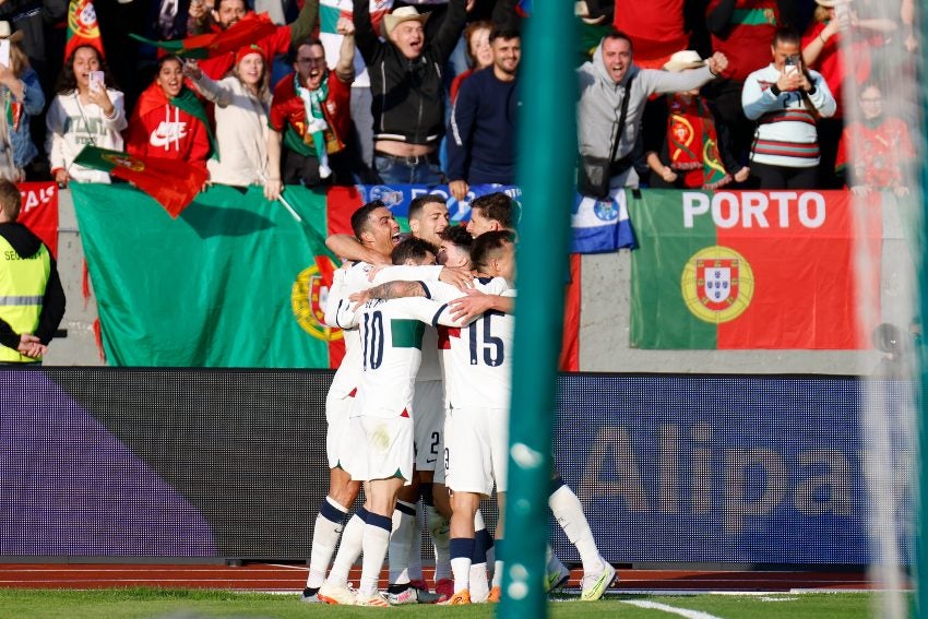 Portugal en celebración de gol