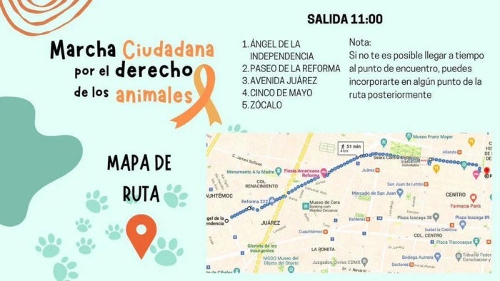 Ruta de la marcha contra el maltrato animal