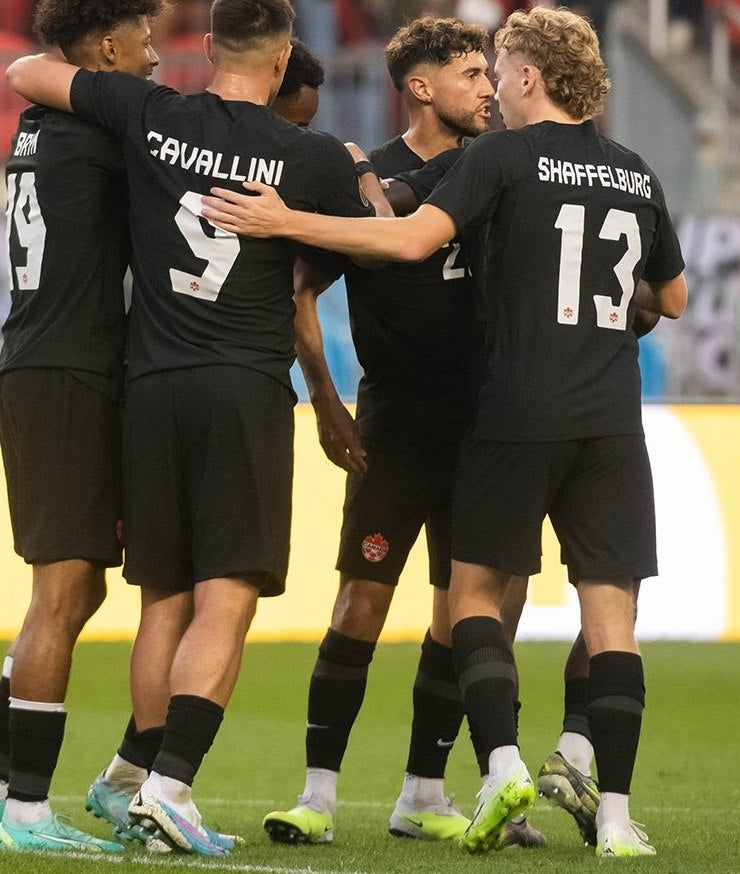 Canadá celebrando un gol en la Copa Oro 2023