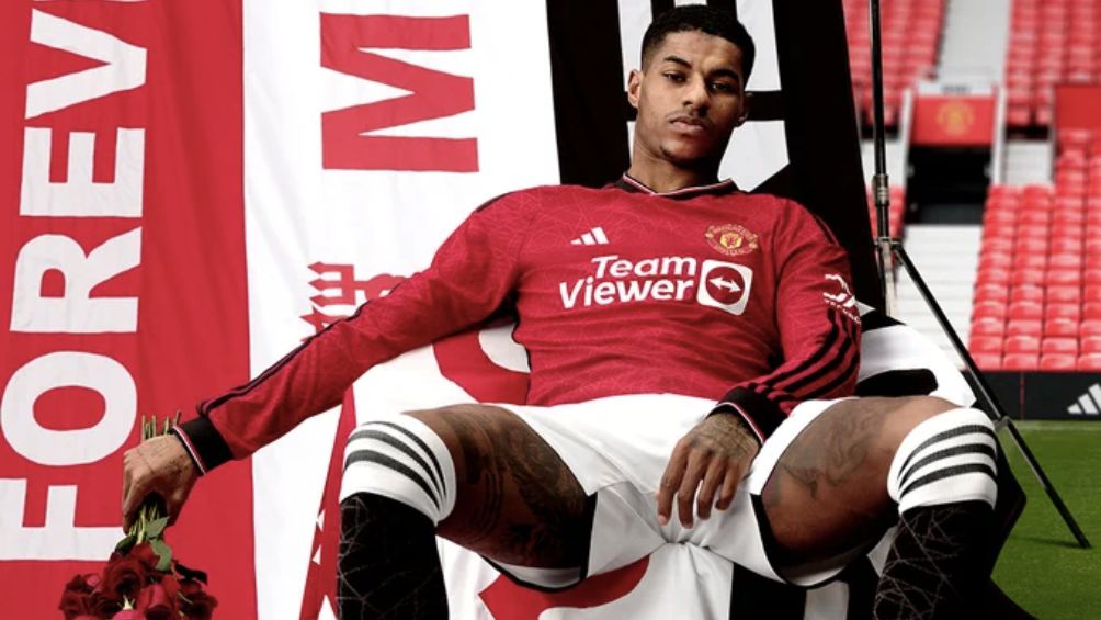 Marcus Rashford en la presentación de los Red Devils