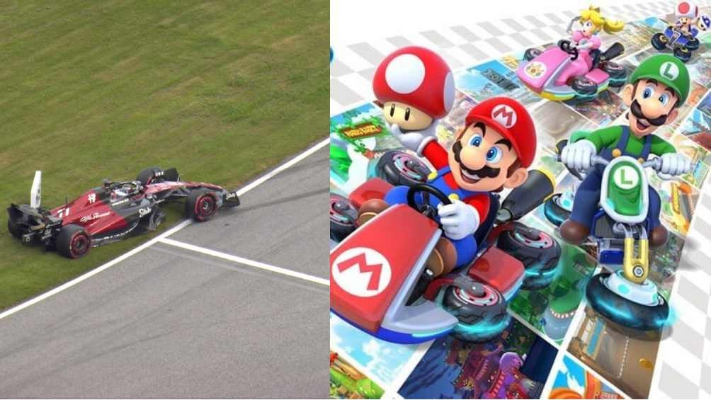 Valtteri Bottas y la bandera roja por un trompo que simuló Mario Kart