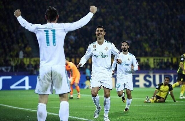 Bale celebrando un gol con el Madrid 