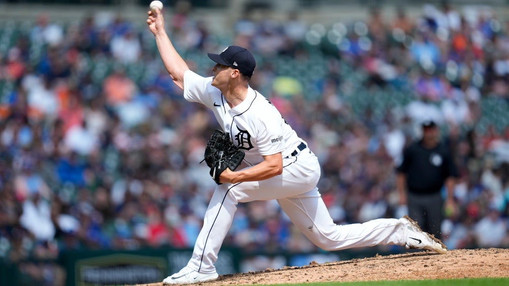 Matt Manning en el juego contra los Toronto Blue Jays 