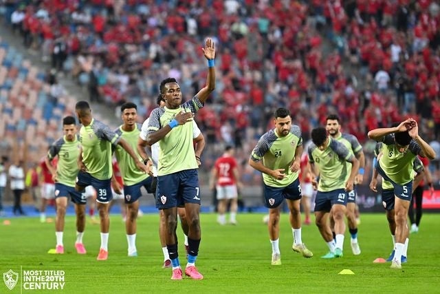 Jugadores del Zamalek previo a su partido 