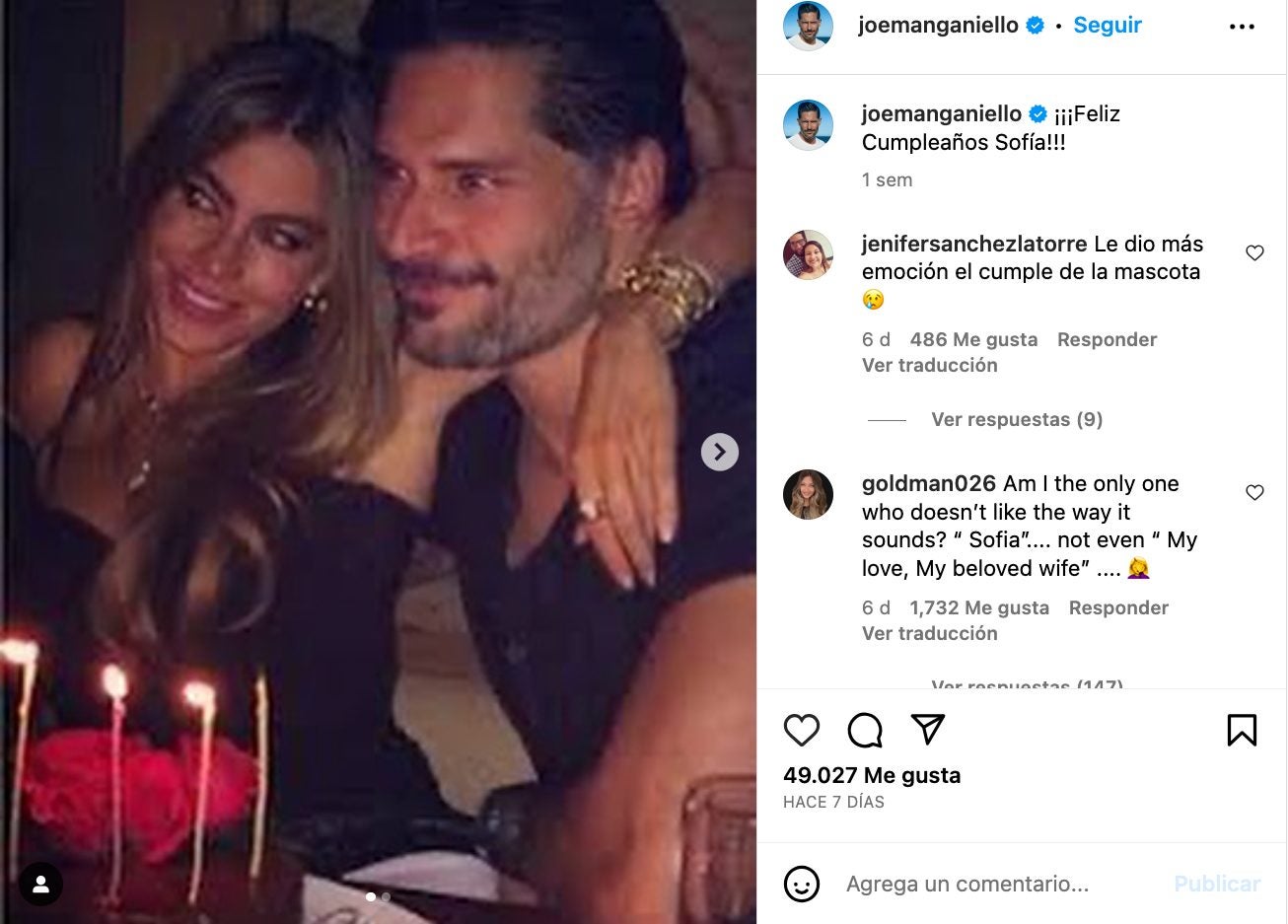 Joe causó polémica por su poco romántica felicitación a Sofía.