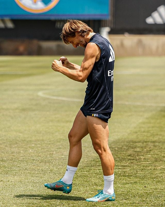 Modric durante el entrenamiento del Real Madrid 