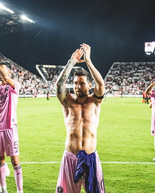 Messi celebrando el triunfo del Inter Miami 