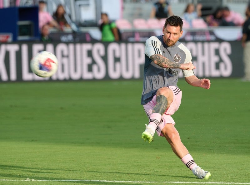 Messi entrenando previo al juego de la Leagues Cup