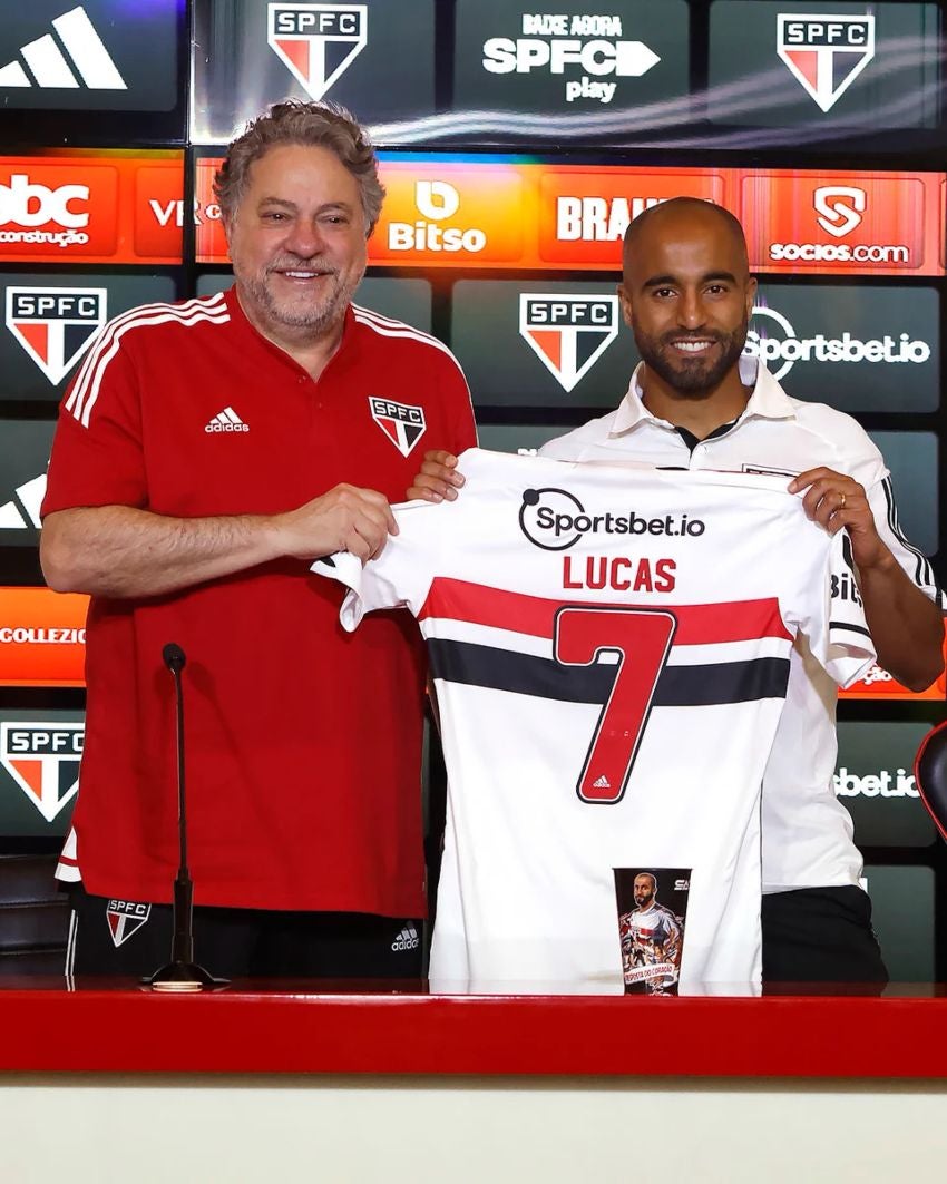 Lucas Moura en su presentación con Sao Paulo