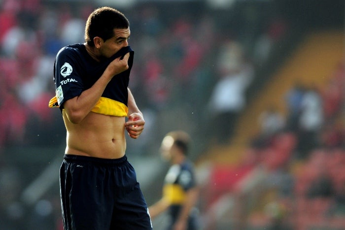 Riquelme en un partido de Boca Juniors