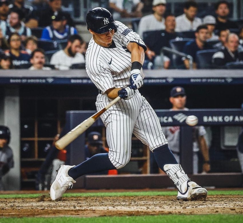 Batazo del beisbolista de los Yankees 