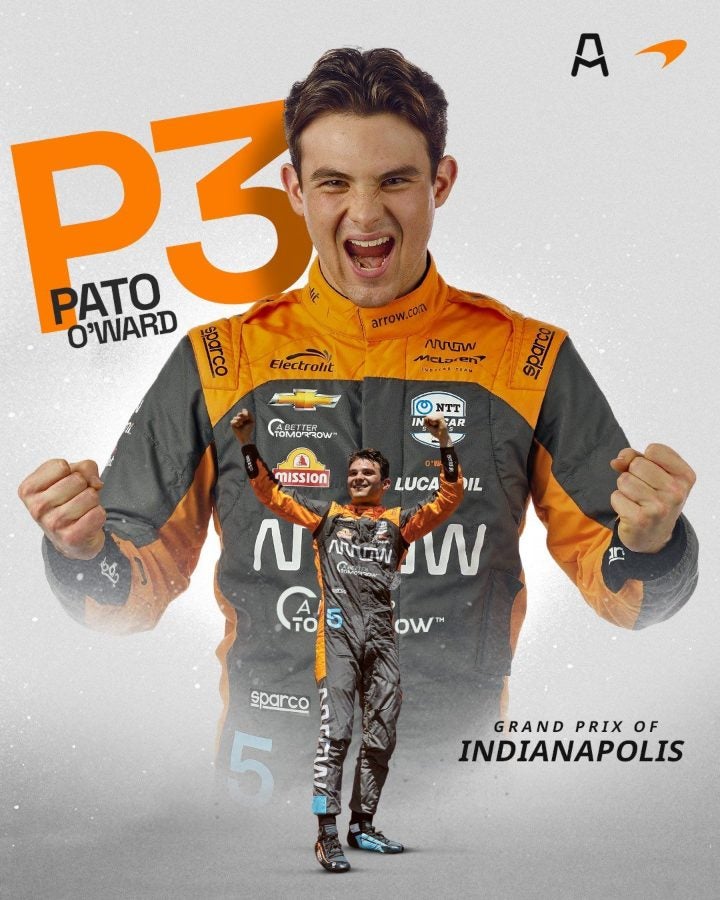 Pato O´Ward terminó 3ro en Indianapolis