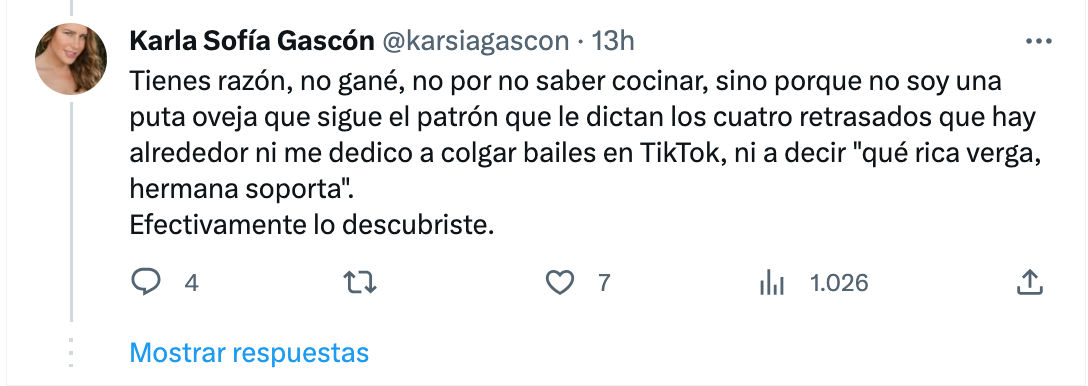 Karla Sofía y su polémico post.