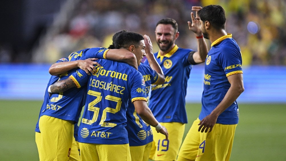 América festeja un gol en la Leagues Cup