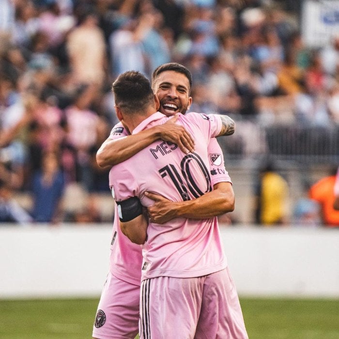 Messi festejando su gol en la Leagues Cup