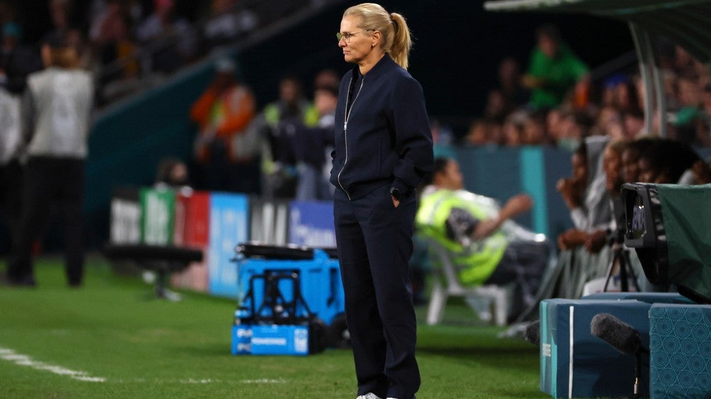 Sarina Wiegman durante un partido con Inglaterra 