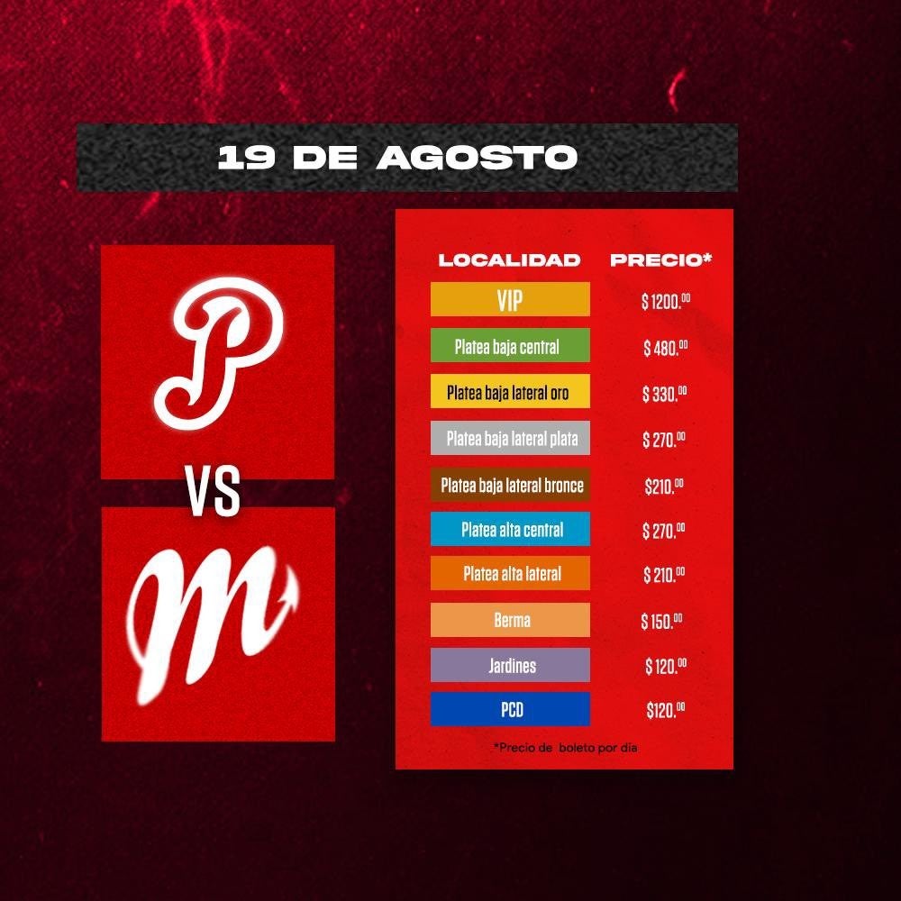 Precios para el Diablos vs Pericos