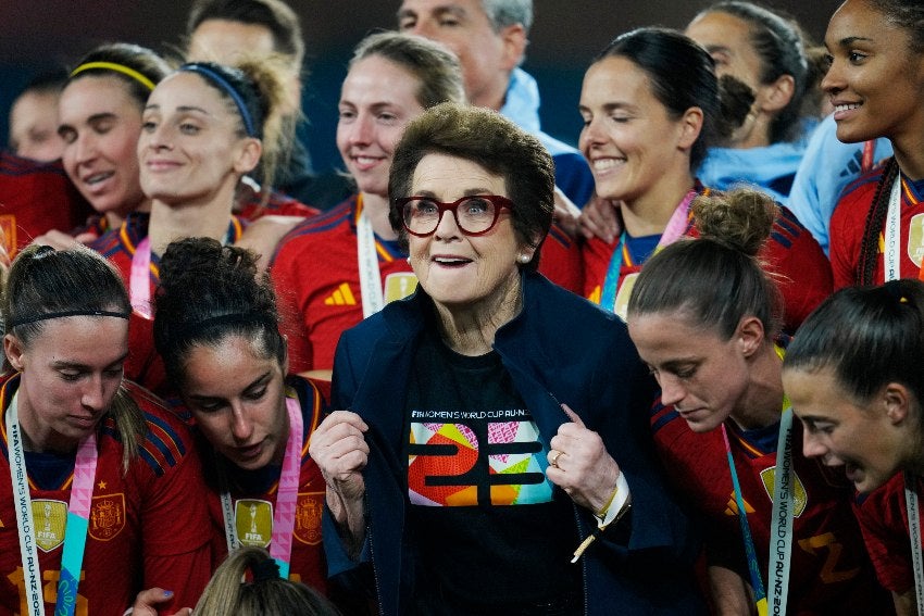 Billie Jean King celebrando el título de España