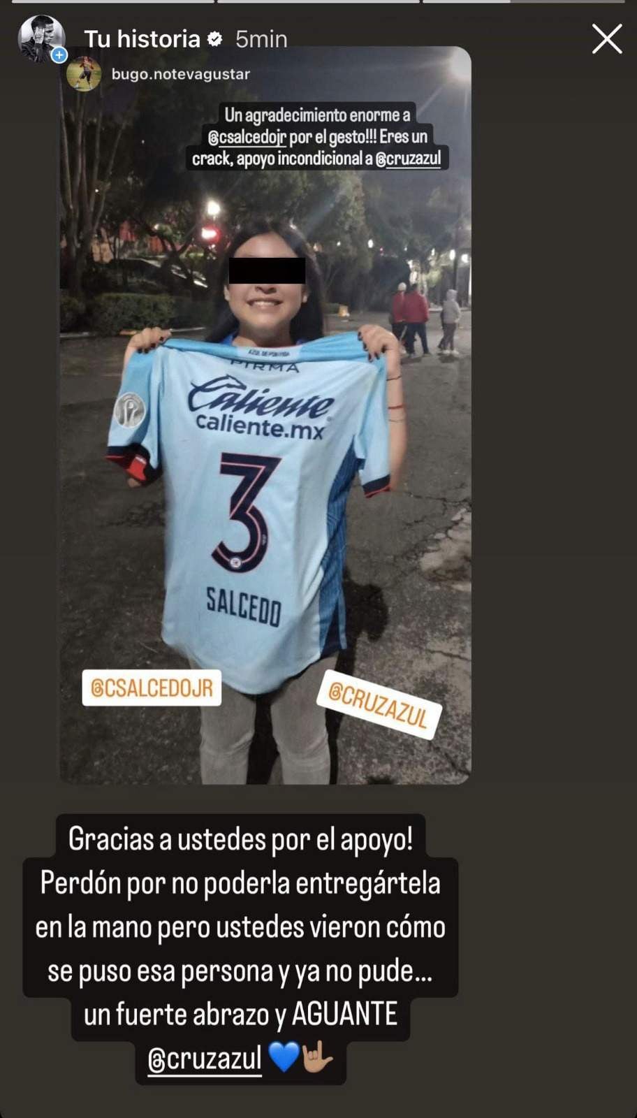 Salcedo compartió la historia de la niña a la que le regaló su playera