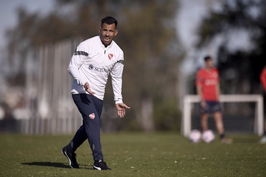 Tevez en su primera práctica 